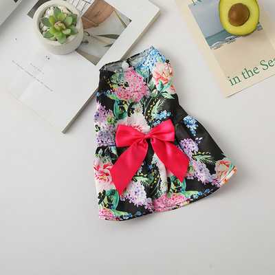 Lemmiklooma kleit kassidele koertele armas lilleline vibusõlme kutsika seelik Hawaii rannakostüüm väikese koera printsessi kleit suvine kassi riided