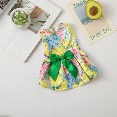 Lemmiklooma kleit kassidele koertele armas lilleline vibusõlme kutsika seelik Hawaii rannakostüüm väikese koera printsessi kleit suvine kassi riided