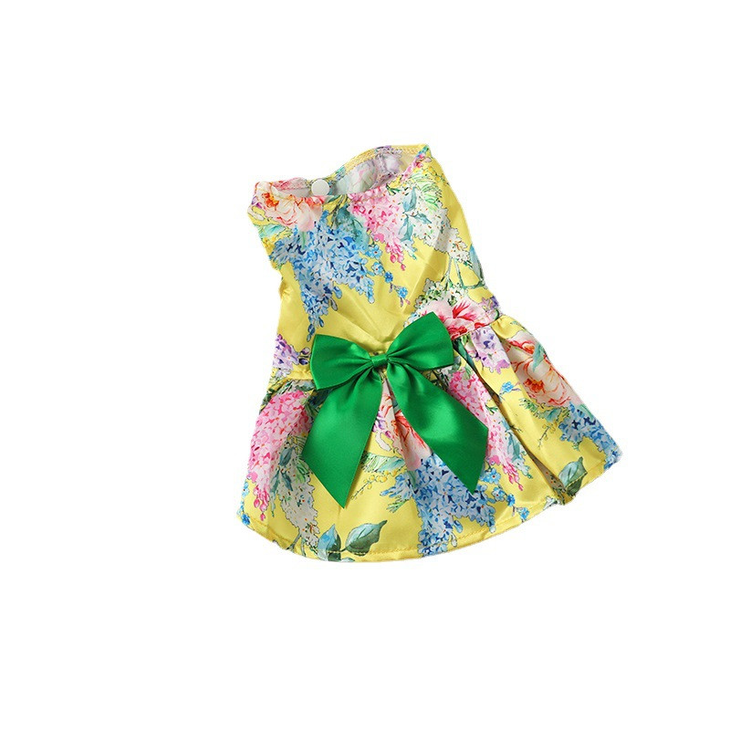 Lemmiklooma kleit kassidele koertele armas lilleline vibusõlme kutsika seelik Hawaii rannakostüüm väikese koera printsessi kleit suvine kassi riided