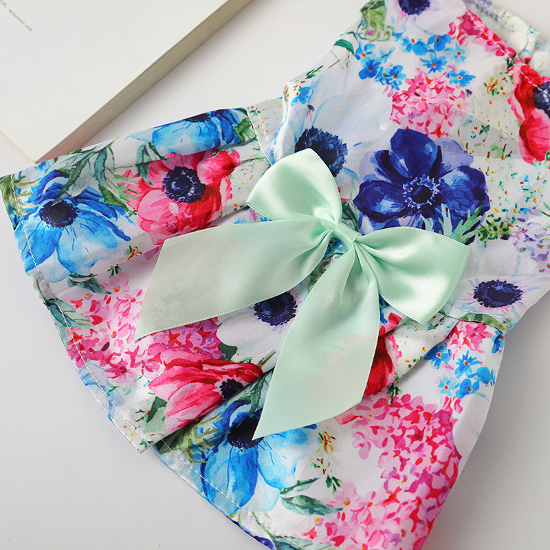 Lemmiklooma kleit kassidele koertele armas lilleline vibusõlme kutsika seelik Hawaii rannakostüüm väikese koera printsessi kleit suvine kassi riided