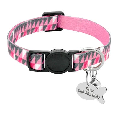 Prilagođena sigurnosna ogrlica za mačke Personalizirane ogrlice za štene sa slatkim mačićima sa zvonastom pločicom s imenom Najlonski print Dodaci za ogrlice za kućne ljubimce