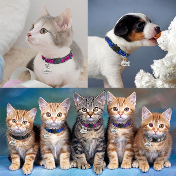 Quick Release Cat Puppy Tag Collar Set Великолепни персонализирани найлонови нашийници за котенца Гравирани за малки домашни любимци Коте 1 см ширина