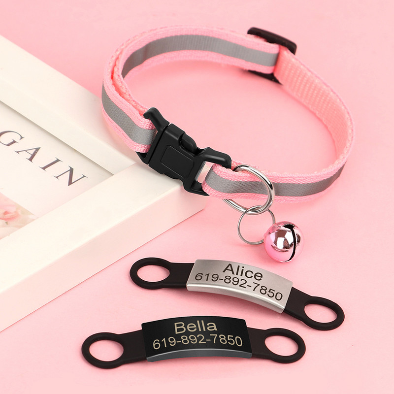 Ανακλαστικό κολάρο γάτας χαραγμένο Safe Cats κολιέ για γατάκια με αξεσουάρ Bell Puppy Pet κολιέ για μικρόσωμο σκύλο γάτας Chihuahua