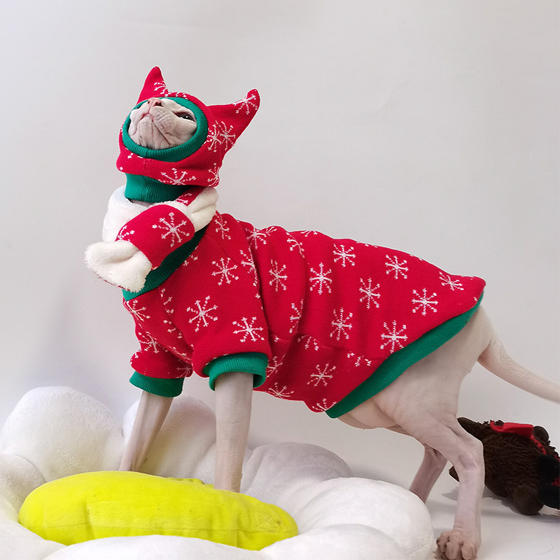 Blagdansko odijelo Odjeća za mačke bez dlake Odjeća Sphinx Devon Rex Jesen Zima Pletena odjeća Mačka Džemper Šal Kostim mačke Sfinge