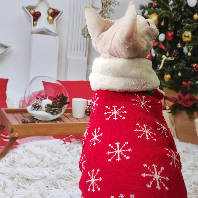 Blagdansko odijelo Odjeća za mačke bez dlake Odjeća Sphinx Devon Rex Jesen Zima Pletena odjeća Mačka Džemper Šal Kostim mačke Sfinge