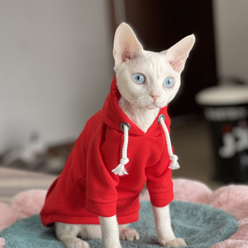 C&C Red Sphinx Devon Rex ρούχα για γάτες βαμβακερά Άνοιξη φθινόπωρο ζεστό πουκάμισο Kitty Kitty Pet Apparel for Cat Sphynx Hairelss Cat Clothes