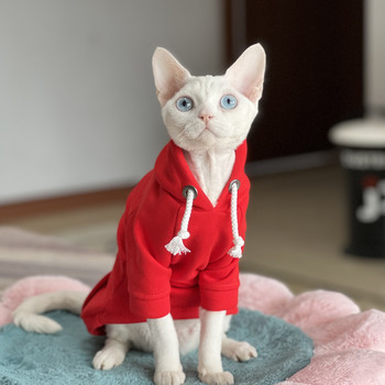 C&C Red Sphinx Devon Rex котешки дрехи памук Пролет есен топла котешка риза Kitty Pet Apparel for Cat Sphynx Hairelss Cat Clothes