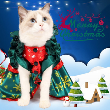 Котешки костюми Коледна рокля за косплей за домашни любимци за малки дрехи за котки Кучета Костюм за коледно парти Костюм Коледен новогодишен подарък Продукти за котки