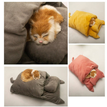 Κρεβάτι γάτας Χειμερινό αφαιρούμενο ζεστό μισόκλειστο υπνόσακος για κατοικίδια Κρεβάτι για σκύλους Σπίτι για γάτες Μαξιλάρι φωλιάς με μαξιλάρι