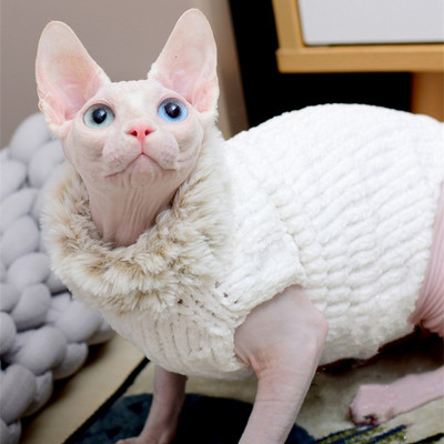 Odjeća za mačke Ručno rađeni džemper Topli prsluk Kaput od vune od nerca Jesen Zima Bezdlaka mačka Sfinga Odjeća za mačke Božićna novogodišnja haljina