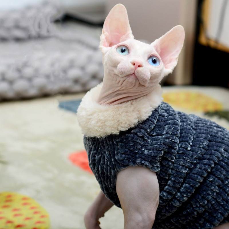 Odjeća za mačke Ručno rađeni džemper Topli prsluk Kaput od vune od nerca Jesen Zima Bezdlaka mačka Sfinga Odjeća za mačke Božićna novogodišnja haljina