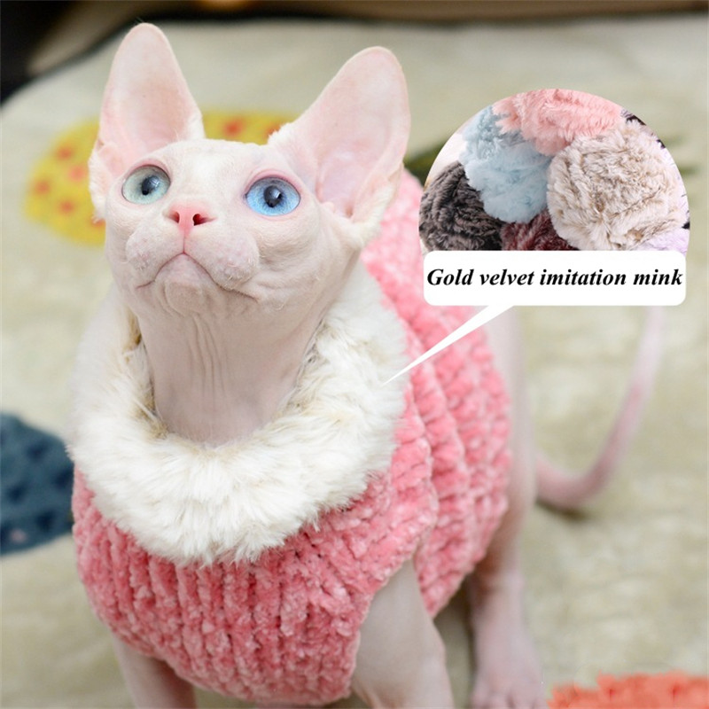 Odjeća za mačke Ručno rađeni džemper Topli prsluk Kaput od vune od nerca Jesen Zima Bezdlaka mačka Sfinga Odjeća za mačke Božićna novogodišnja haljina