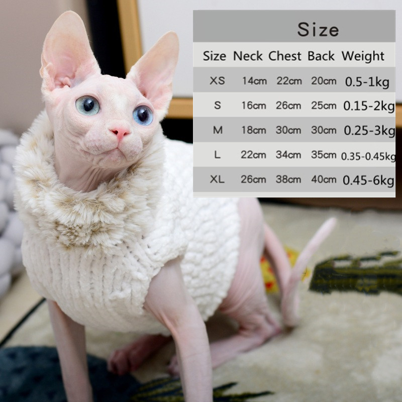 Odjeća za mačke Ručno rađeni džemper Topli prsluk Kaput od vune od nerca Jesen Zima Bezdlaka mačka Sfinga Odjeća za mačke Božićna novogodišnja haljina