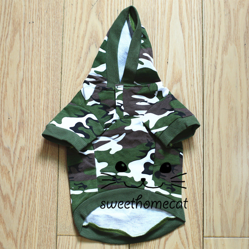 Novi pamučni maskirni mačji kostimi odijelo Army Green roza majica s kapuljačom Pet Puppy Proizvod za male pse Mačke Proljeće Jesen Zima