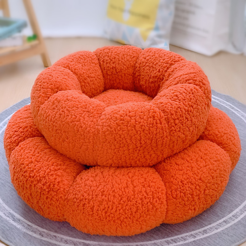 Pat pentru pisici iarnă caldă de pluș floare rotundă pat de dormit pisică iarnă pat gros pentru animale de companie