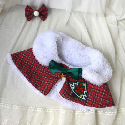 Mačka Božićni zimski topli ogrtač Ogrlica za kućne ljubimce Odjeća Karirani ogrtač Šal Bib Dekoracija Kućni ljubimac Pas Božićna odjeća Pelerina