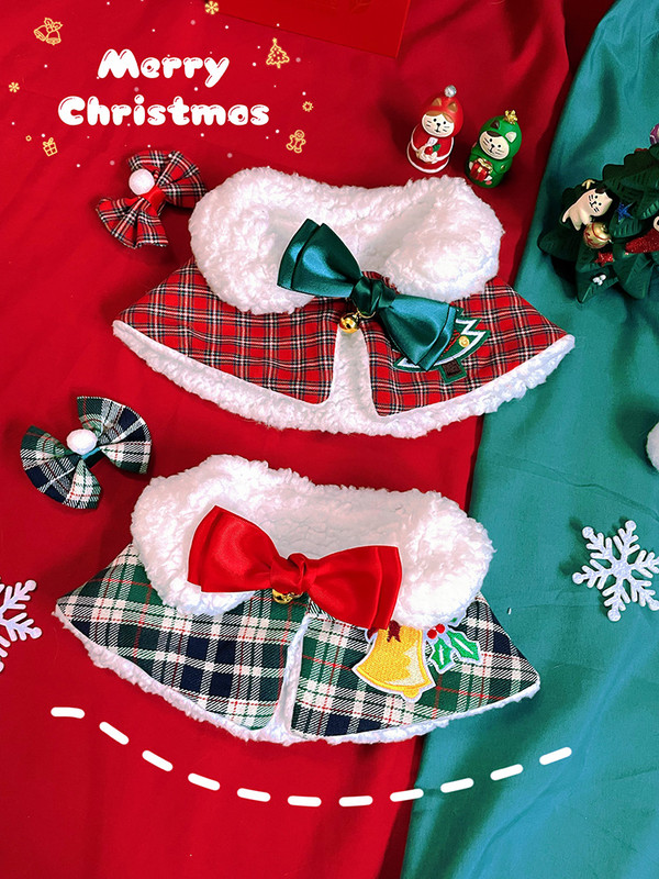 Mačka Božićni zimski topli ogrtač Ogrlica za kućne ljubimce Odjeća Karirani ogrtač Šal Bib Dekoracija Kućni ljubimac Pas Božićna odjeća Pelerina