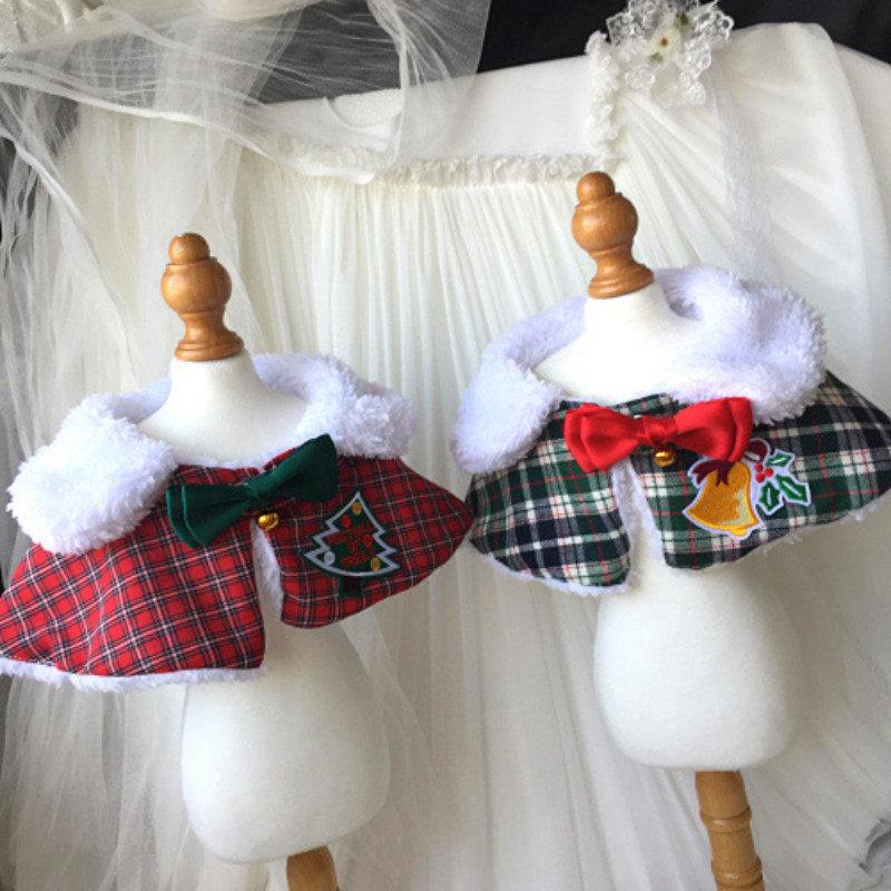 Mačka Božićni zimski topli ogrtač Ogrlica za kućne ljubimce Odjeća Karirani ogrtač Šal Bib Dekoracija Kućni ljubimac Pas Božićna odjeća Pelerina