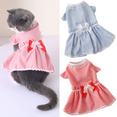 Vjenčanica za kućne ljubimce Haljina na pruge za mačke Leptir leptir za kućne ljubimce Ljetna tanka suknja Haljina Odjeća za pse Čipkana tanka mašna s čvorom Odjeća za slatke ljubimce