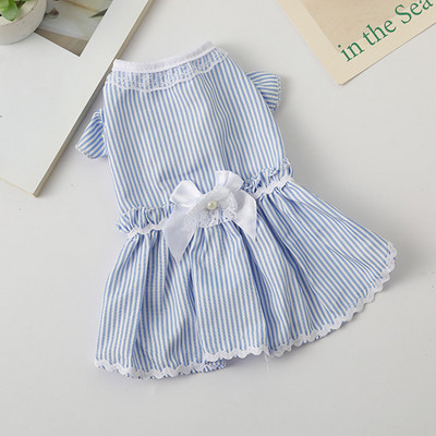 Vjenčanica za kućne ljubimce Haljina na pruge za mačke Leptir leptir za kućne ljubimce Ljetna tanka suknja Haljina Odjeća za pse Čipkana tanka mašna s čvorom Odjeća za slatke ljubimce