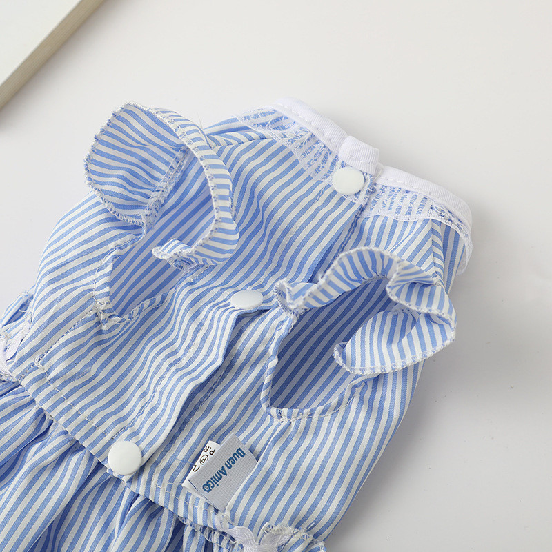 Vjenčanica za kućne ljubimce Haljina na pruge za mačke Leptir leptir za kućne ljubimce Ljetna tanka suknja Haljina Odjeća za pse Čipkana tanka mašna s čvorom Odjeća za slatke ljubimce