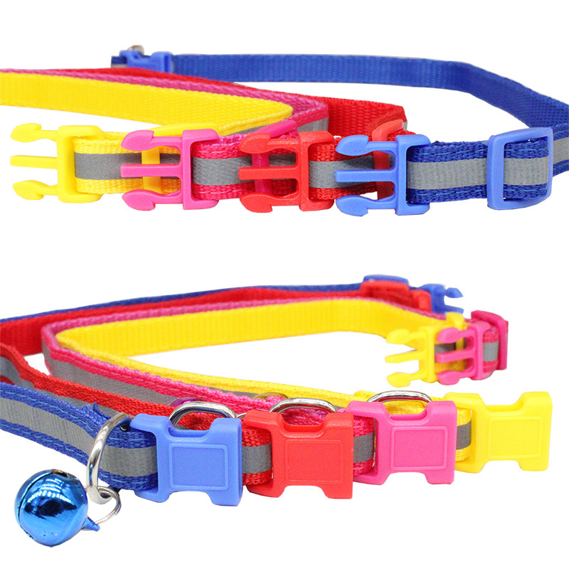 Guler din nailon, reflectorizant, personalizat, personalizat, gravură gratuită, pisică, câine mic, drăguț din nailon, reglabil pentru cățeluș, pisicuțe, colier