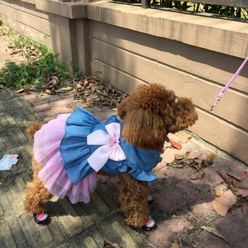 Rochie prințesă pisică Fusta kawaii pisică Costum pisică pentru animale de companie Fusta roz drăguță pisică de primăvară și vară potrivită pentru câinii mici rochie denim