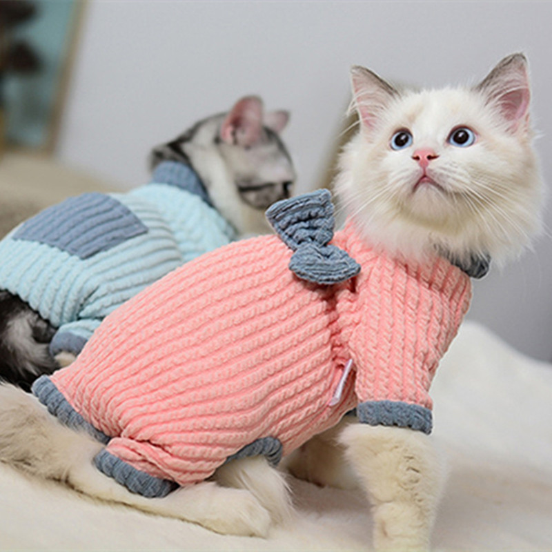 Zimska odjeća za mačke Sfinge Jesen Mačići Kombinezon Tople majice s mašnama Odjeća za sfinge Kostim DevonRex Ragdoll Ružičasti džemper