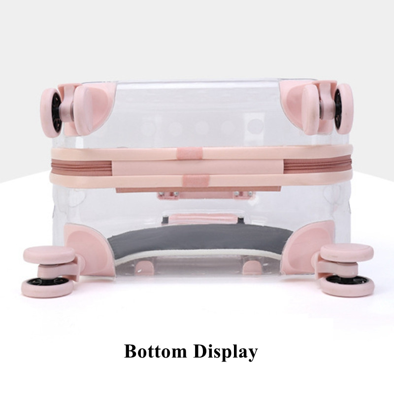 Naminių šunų kačių vežimėlis lagaminas su ratukais, permatomas naminių gyvūnėlių kelioninis vežimėlis šuniukams šunims kačių nešiklio krepšys