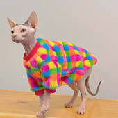 Talvised karvutute kasside riided Sfinksi plüüssärk Sfinksi kassi riided Kassipoegade kampsunid Devon Rexi rõivad Lemmiklooma ruuduline kapuuts