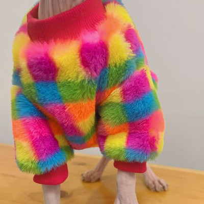 Talvised karvutute kasside riided Sfinksi plüüssärk Sfinksi kassi riided Kassipoegade kampsunid Devon Rexi rõivad Lemmiklooma ruuduline kapuuts