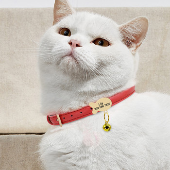 Χαριτωμένη γάτα εξατομικευμένη ταυτότητα γιακά με χαραγμένο κολιέ με όνομα κουταβιού γατούλα Κολιέ για μικρές μεσαίες γάτες με πινακίδα ετικέτας ψαριού καμπάνα