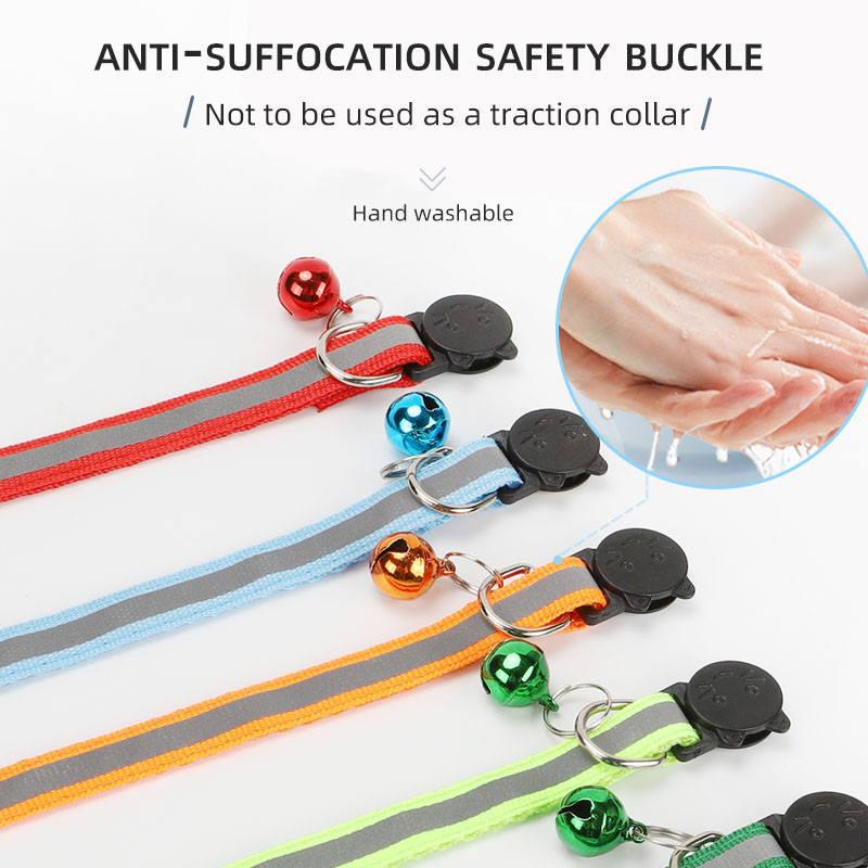 ROJECO šarena ogrlica za mačke sa zvonom, reflektirajuća noćna sigurnosna ogrlica za mačke, podesiva ogrlica za mačke, mače, povodac za kućne ljubimce