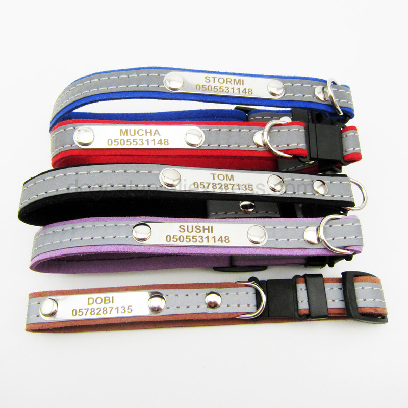 Персонализирана яка с надписи на котки, светлоотразителни нашийници за домашни любимци с гравирано име, телефонен номер, идентификационен етикет за малки кучета, коте, лента за врат