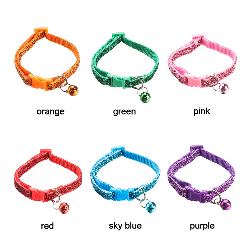 1PC šareni najlonski privjesak sa šljokicama, zvono, podesive ogrlice za pse, mačke, štene, ogrlice s mačićima s kopčom, dodaci za mačke, potrepštine za kućne ljubimce