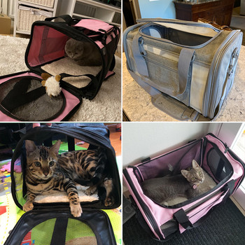 Преносима чанта за носене на котки Дишаща мрежеста сгъваема чанта за едно рамо Пътуване на открито Коте за домашни любимци Транспортна чанта за котки