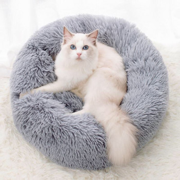 10 χρώματα Super μαλακό κρεβάτι γάτας Στρογγυλό καλάθι ύπνου με χνουδωτό μακρύ βελούδινο ζεστό χαλάκι για κατοικίδια Χαριτωμένο ελαφρύ άνετο ρείθρο αφής