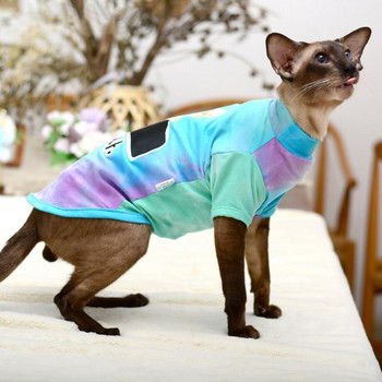 Tie Dye Cat Hoodie Sphynx Ρούχα για γάτα Cornish/Devon Rex κοντομάνικο T Μπλουζάκι γάτας για μικρόσωμο γατάκι Κοστούμι για κουτάβι γάτα