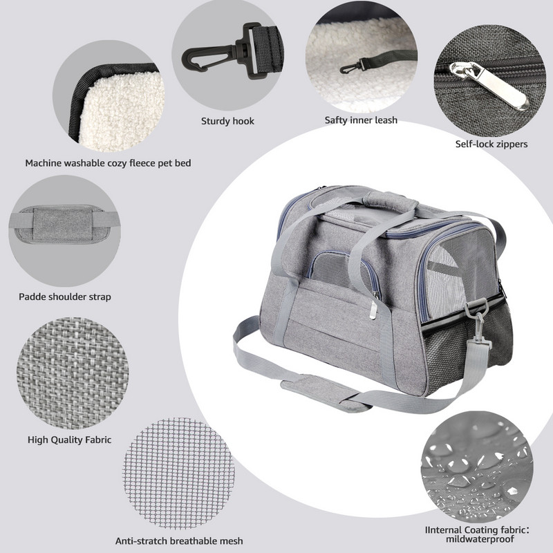 Torba za prijevoz mačaka za kućne ljubimce Prijenosni ruksak za pse s mrežastim prozorom Torba za prijevoz pasa za mačke odobrena od zrakoplovnih kompanija