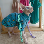 Devon Rex džemperis Modes zils, sabiezinošs Sfinikss bez matiem kaķa bruņurupuča pavilna Silts, ērts Sfinksa apģērbs ziemā