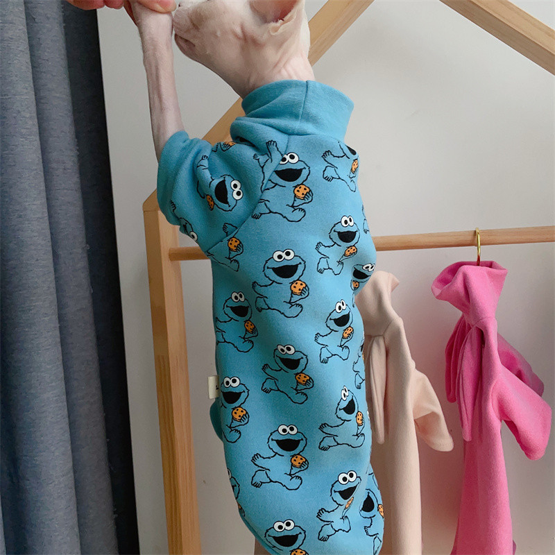 Devon Rex džemperis Modes zils, sabiezinošs Sfinikss bez matiem kaķa bruņurupuča pavilna Silts, ērts Sfinksa apģērbs ziemā