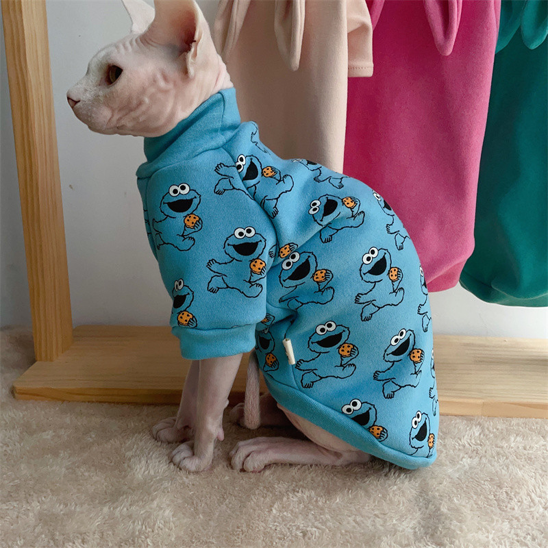 Devon Rex džemperis Modes zils, sabiezinošs Sfinikss bez matiem kaķa bruņurupuča pavilna Silts, ērts Sfinksa apģērbs ziemā