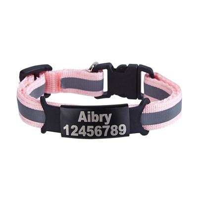 Reflektirajuća mačja sigurnosna kopča, ogrlica, podesiva prilagođena personalizirana osobna iskaznica, graviranje, najlonska ogrlica s mačićima