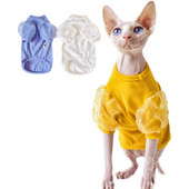 Snowflake Seersucker Fabric Sphinx Clothingt ljetna mačka Outftis Devon Rex tanke haljine za mačke Sphynx Odjeća za mačke bez dlake