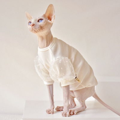 Snowflake Seersucker Fabric Sphinx Clothingt ljetna mačka Outftis Devon Rex tanke haljine za mačke Sphynx Odjeća za mačke bez dlake