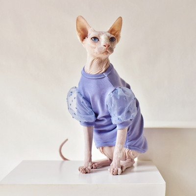 Snowflake Seersucker Fabric Sphinx Clothingt ljetna mačka Outftis Devon Rex tanke haljine za mačke Sphynx Odjeća za mačke bez dlake