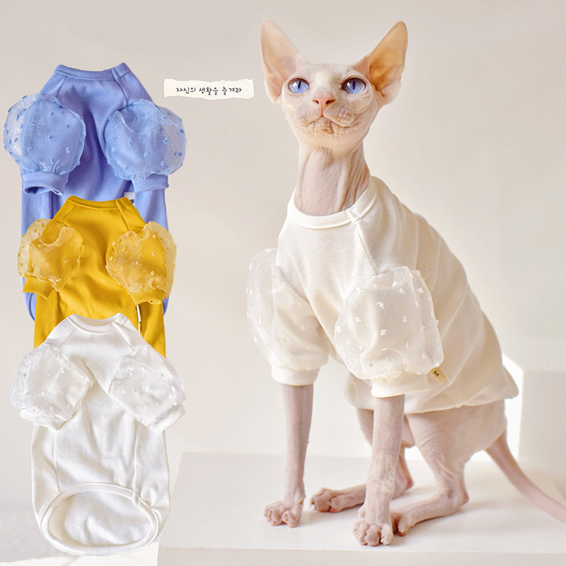 Snowflake Seersucker Fabric Sphinx Clothingt ljetna mačka Outftis Devon Rex tanke haljine za mačke Sphynx Odjeća za mačke bez dlake