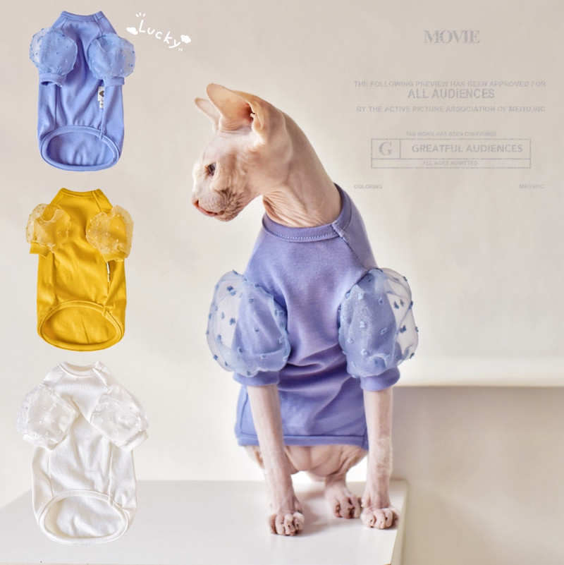 Snowflake Seersucker Fabric Sphinx Clothingt ljetna mačka Outftis Devon Rex tanke haljine za mačke Sphynx Odjeća za mačke bez dlake