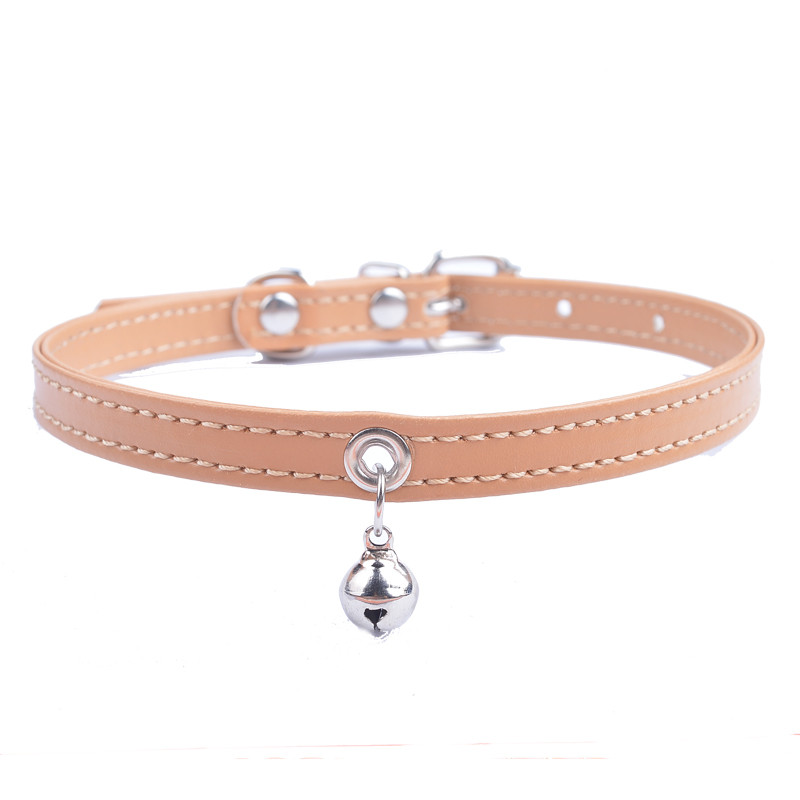 Slatka mačja ogrlica od čvrste umjetne kože, podesive ogrlice za kućne ljubimce sa zvonom Mačke proizvodi za kućne ljubimce Crvena Plava Smeđa Ružičasta Veličina XS SM