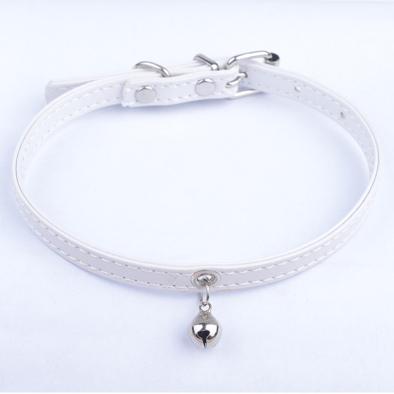 Slatka mačja ogrlica od čvrste umjetne kože, podesive ogrlice za kućne ljubimce sa zvonom Mačke proizvodi za kućne ljubimce Crvena Plava Smeđa Ružičasta Veličina XS SM